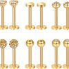 Sumind Sumind Nose Studs 16G Tragus Piercing Jewelry Tragus Earrings Lip Rings Diamond Crystal Stainless Steel Labret Bars Body Piercing Jewelry, 6 Designs | Body Piercing Barbells