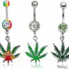 Shuning Shuning 3Pc Maple Leaf Belly Navel Ring Weed Button Body Piercing Jewelry Bar | Body Piercing Barbells