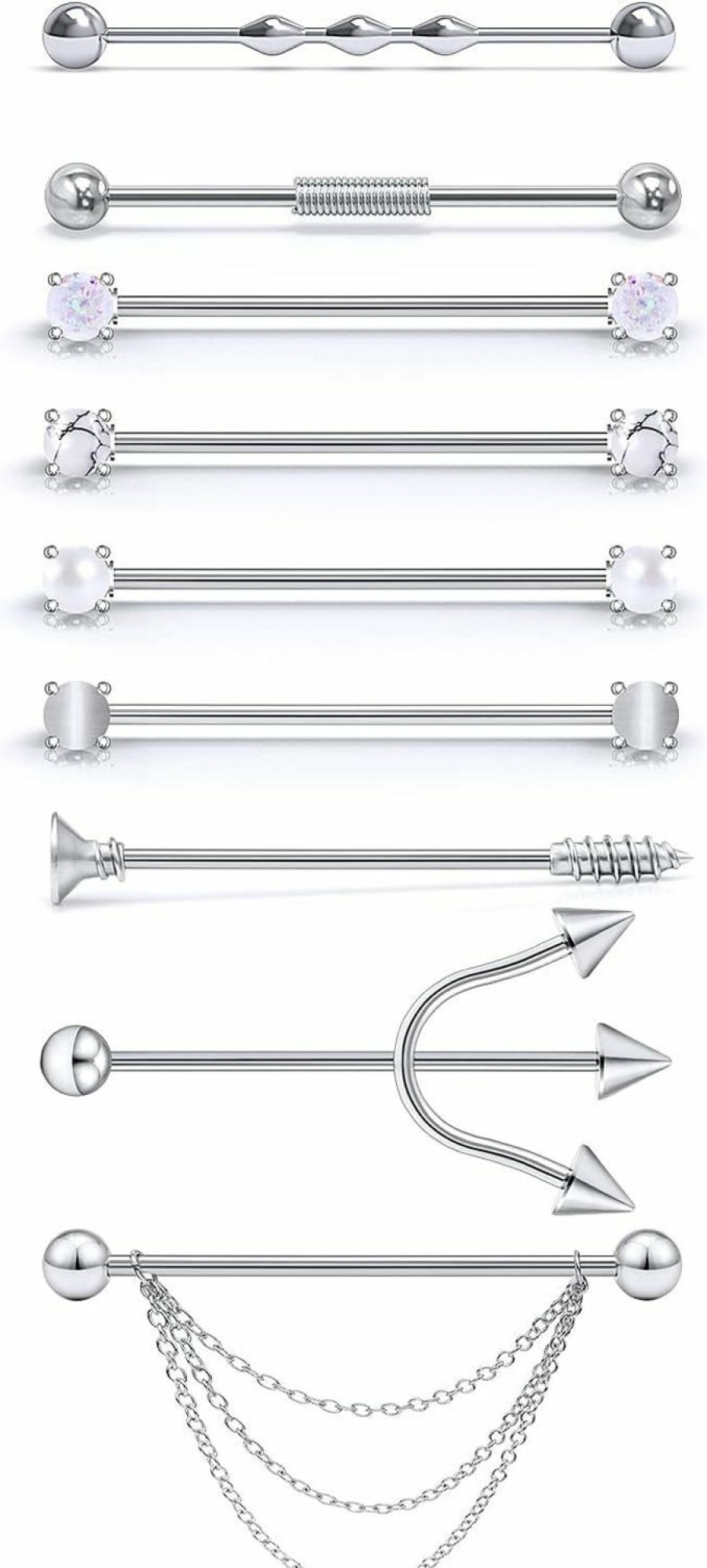 Goerhsjie Goerhsjie Industrial Piercing Jewelry Industrial Earrings Industrial Piercing Industrial Bar Piercing Industrial Bar Industrial Jewelry Industrial Piercing Jewelry Surgical Steel Industrial Barbell | Body Piercing Barbells