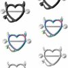 Fuqimanman2020 Fuqimanman2020 Devil Heart Nipple Rings Surgical Steel 316L Nipple Piercing Bar Piercing Jewelry For Women Men | Body Piercing Barbells