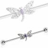 Amelia Fashion Amelia Fashion 14 Gauge Ornate Dragonfly Industrial Barbell Cartilage 316L Surgical Stainelss Steel | Body Piercing Barbells