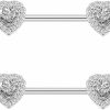 Kokoma Kokoma 14G Love Heart Cubic Zirconia Nipple Rings Bar 316L Stainless Steel Tongue Ring Barbell Piercing Body Jewelry | Body Piercing Barbells