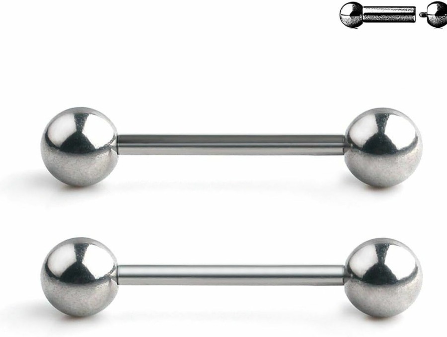 Ruifan Ruifan Stainless Steel Internally Threaded Tongue Nipple Shield Barbell Ring Bar Body Piercing Retainer 16G | Body Piercing Barbells