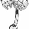 Pierced Owl Pierced Owl 16Ga 316L Stainless Steel Cz Crystal Marquise Fan Curved Eyebrow Barbell | Body Piercing Barbells