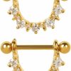 Body Accentz Body Accentz Nipple Ring Half Circle Shield Surgical Steel Bar Gold Plate Pair | Body Piercing Barbells