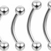 Evonix 4Pc 14G Curved Barbell Vertical Labret Surgical Steel Cartilage Earrings Piercing Jewelry 2 Lengths | Body Piercing Barbells