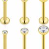 SCERRING Scerring 3 Pairs 14G Stainless Steel Jeweled Clear Cz Internally Threaded Labret Monroe Lip Tragus Cartilage Helix Earring Ring Body Piercing Jewelry 6-10Mm | Body Piercing Barbells