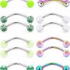 SCERRING Scerring Snake Eyes Tongue Rings 14G Stainless Steel Cz Curved Barbell Nipplerings Nipple Rings Piercing Jewelry Retainer 16Mm 5/8Inch 16Pcs | Body Piercing Barbells