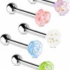 Jewseen Jewseen 5Pcs Tongue Rings 14G Tongue Piercing Jewelry Surgical Steel Tongue Barbell Acrylic Flower Tongue Bar For Women Men | Body Piercing Barbells