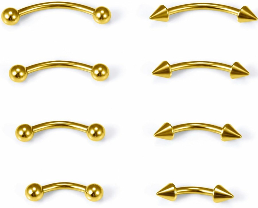 Dyknasz Dyknasz Eyebrow Piercing Jewelry Surgical Steel Curved Barbell Tiny Eyebrow Ring Vertical Labret Lip Jewelry Ear Rook Navel Small Belly Button Ring For Women Men 20G 16G 6Mm/8Mm/10Mm/12Mm | Body Piercing Barbells