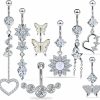 Vsnnsns Vsnnsns 14G Belly Button Rings Belly Rings For Women Stainless Steel Cz Belly Button Piercing Jewelry Belly Bars Snake Navel Ring Barbell Body Jewelry Piercing For Women Men 8Pcs | Body Piercing Barbells