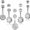 Yeelong 5 Pcs 14G Stainless Steel Belly Button Rings For Women Girls, Yeelong 5 Style Silver Navel Piercing Body Piercing Jewelry | Body Piercing Barbells