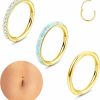 Sanfenly Sanfenly 14G Belly Button Rings 316L Surgical Steel Belly Ring Hoop Clear Cz Opal Navel Rings Hoop Clicker Segment Belly Piercing Jewelry Gold Silver Tone 8Mm 10Mm 12Mm | Body Piercing Barbells