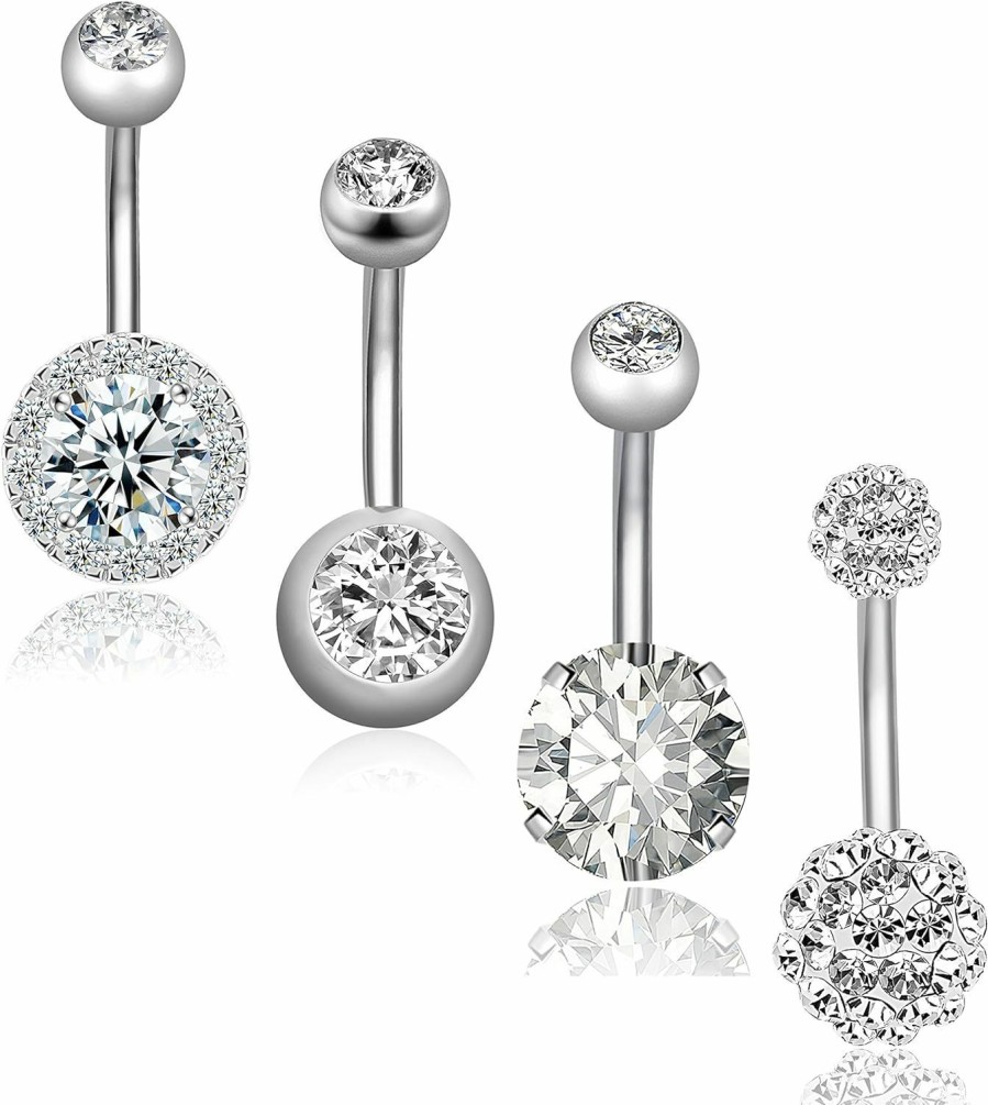 REVOLIA Revolia 14G Stainless Steel Belly Button Rings For Women Girls Navel Rings Cz Body Piercing | Body Piercing Barbells