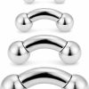 SCERRING Scerring 2-4Pcs Pa Ring Bent Curved Barbell Internally Threaded Monster Screwball Rings 316L Surgical Steel Body Piercing Jewelry 2G 4G 6G 8G | Body Piercing Barbells