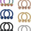 Ruifan Ruifan 316L Surgical Steel Matte Ball Nose Septum Horseshoe Earring Eyebrow Lip Helix Tragus Cartilage Piercing Ring 16G 8Mm | Body Piercing Barbells