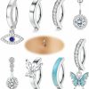 JeryWe Jerywe 8Pcs 14G Clicker Belly Button Ring For Women 316L Surgical Steel Belly Rings Cute Cz Small Hoop Belly Button Rings Simple Reverse Navel Rings Body Belly Piercing Jewelry | Body Piercing Barbells