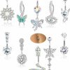 JeryWe Jerywe 10Pcs 14G Belly Button Rings Dangling For Women Stainless Steel Belly Button Piercing Evil Eyes Butterfly Snake Navel Rings Cz Trendy Dangly Belly Bars Belly Piercing Jewellery | Body Piercing Barbells