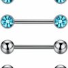 LOAYHOAY Loayhoay 2Pairs 14G G23 Titanium Nipple Rings For Women Tongue Rings Straight Barbells Ring Cz Nipplerings Body Piercing Jewelry 12Mm 14Mm 16Mm | Body Piercing Barbells