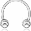 Lavari Lavari 14K Gold Circular Horseshoe Barbell Lip Eyebrow Belly Nipple Ring 14 Gauge 1/2\" | Body Piercing Barbells