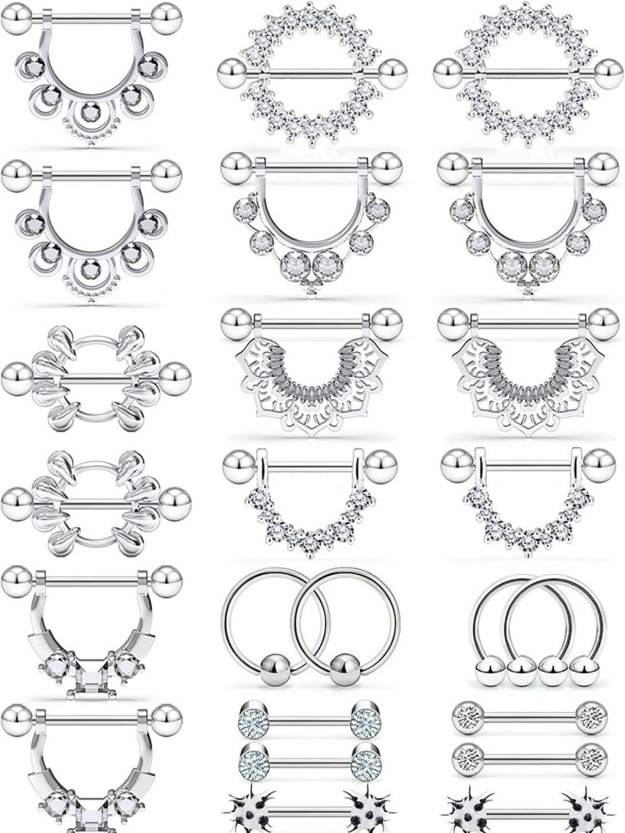 Yaalozei Yaalozei 14G Nipple Piercing Jewelry Tongue Rings Hypoallergenic Surgical Steel Nipple Tongue Strainght Barbells Piercings Jewelry For Women Girls Silver Black Colorful Rose Gold 14Mm Bars | Body Piercing Barbells