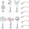 Drperfect Drperfect 12Pcs Rook Piercing Jewelry Rook Earrings For Women Men Eyebrow Rings 16G Stainless Steel Curved Barbell Dangle Cz Belly Lip Ring Cartilage Daith Surface Tragus Piercing Jewelry | Body Piercing Barbells