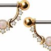 Pierced Owl Pierced Owl 14Ga Golden Moons With Multi Jeweled Stars Dangle 316L Surgical Stainless Steel Barbell Nipple Rings, Sold As A Pair | Body Piercing Barbells