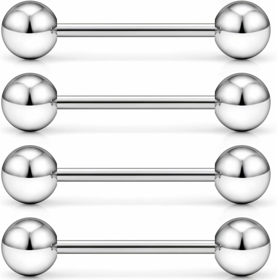 Ftovosyo Ftovosyo 16G 14G Grade 23 Titanium Externally Threaded Nipple Rings Tongue Shield Barbell Ring Body Piercing Jewelry 12-16Mm | Body Piercing Barbells