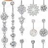 SEVENSTONE Sevenstone 10Pcs Stainless Steel Belly Button Rings For Girls Women Navel Piercing Bars Body Jewelry | Body Piercing Barbells