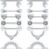 Lcolyoli Lcolyoli 14G Surgical Steel Nipple Rings For Women Nipple Shield Barbell Ring Bar Nipple Piercing Jewelry Clear Diamond Cz Set | Body Piercing Barbells