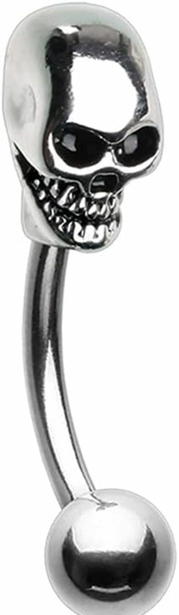 Pierced Owl Pierced Owl - 16Ga Sneering Skull Top 316L Surgical Stainless Steel Curved Barbell Eyebrow Ring | Body Piercing Barbells