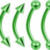 Evonix 8Pc Surgical Steel 16G 8Mm & 10Mm Curved Barbell Piercing Jewelry Lip Cartilage Daith Helix Eyebrow 3Mm Ball Cone - Green | Body Piercing Barbells