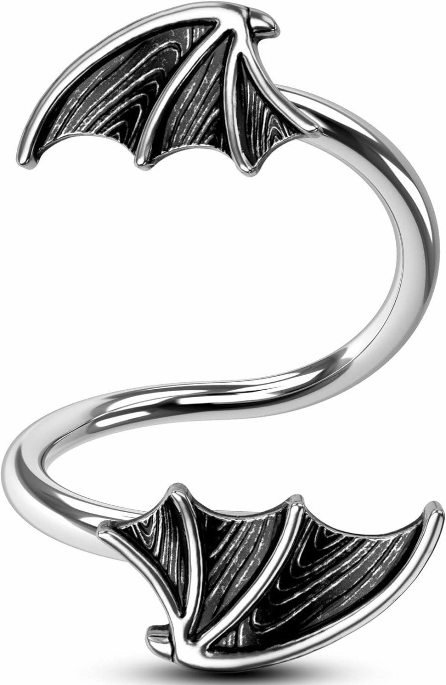 CM Crareesi Mania Cm Crareesi Mania Bat Twist Helix Earrings 316L Stainless Steel Spiral Barbell 16G Helix Piercing Jewelry For Halloween Conch Tragus Piercing Jewelry | Body Piercing Barbells