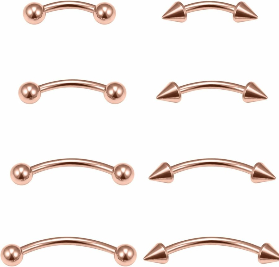 Ovxznts Ovxznts Eyebrow Piercing Jewelry Surgical Steel Vertical Labret Lip Jewelry Curved Barbell Tiny Eyebrow Rings Ear Rook Navel Small Belly Button Ring For Women Men 20G 16G 6Mm/8Mm/10Mm/12Mm | Body Piercing Barbells