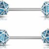 OUFER Oufer 2Pcs Icosahedron Dice Nipple Rings, 14G 316L Surgical Steel Nipple Barbells, Nipple Jewelry For Women | Body Piercing Barbells