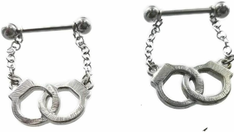 Body Accentz Body Accentz Nipple Shield Rings Barbell Barbells Handcuffs Sold As A Pair 14 Gauge | Body Piercing Barbells