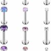 Ruifan Ruifan Opal Jeweled Internally Threaded Stainless Steel Labret Monroe Lip Ring Tragus Helix Earring Stud 16G 5/16\" 8Mm 3-12Pcs | Body Piercing Barbells