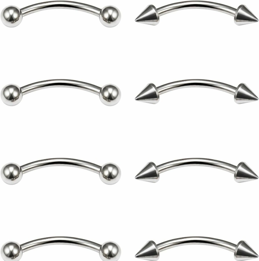 Ovxznts Ovxznts Eyebrow Piercing Jewelry Surgical Steel Vertical Labret Lip Jewelry Curved Barbell Tiny Eyebrow Rings Ear Rook Earring Navel Small Belly Button Ring For Women Men 16G 6Mm/8Mm/10Mm/12Mm | Body Piercing Barbells