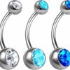 Generic 3Pcs Titanium G23 14G Belly Button Rings Piercing Jewelry Navel Ear Lobe Earring 8Mm 5Mm Crystal Ball More Choices | Body Piercing Barbells