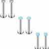 Ruifan Ruifan Opal & Clear Cz Internally Threaded Stainless Steel Labret Monroe Lip Ring Tragus Helix Earring Stud 16G 5/16\" 8Mm 6Pcs | Body Piercing Barbells