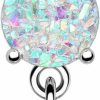 COCHARM Cocharm 14G Mermaid Opal Belly Button Rings Dangle Belly Navel Rings For Women Danling Belly Piercing Jewelry Stainless Steel | Body Piercing Barbells