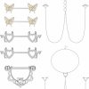 JOERICA Joerica 14G Stainless Steel Nipple Rings For Women Cz Butterfly Heart Nipple Rings With Choker Necklace Nipple Barbell Body Piercing Jewelry | Body Piercing Barbells