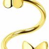 Jewseen Jewseen Butterfly Twist Helix Earrings 16G Gold Cartilage Earring Lip Piercing Jewelry 316L Stainless Steel Spiral Barbell Labret Earring For Women Men | Body Piercing Barbells