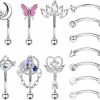 FUNRUN JEWELRY Funrun Jewelry 13Pcs Rook Piercing Jewelry Eyebrow Rings For Women 16G Surgical Steel Curved Barbell Rook Earrings Lip Rings Rook Eyebrow Cartilage Daith Surface Tragus Piercing Jewelry | Body Piercing Barbells