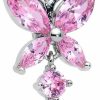 Body Candy Body Candy Womens 316L Steel Navel Ring Piercing Color Accent Double Butterfly Dangle Belly Button Ring | Body Piercing Barbells