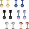 Ruifan Ruifan 18G Stainless Steel Mix Color Cubic Zirconia Tragus Earrings For Women Helix Earring Stud Body Jewelry Piercing Set 4-8Mm 6Pairs | Body Piercing Barbells