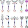 Uqnwbdq Uqnwbdq 10Pcs 16G Rook Daith Earrings For Women Stainless Steel Belly Lip Ring Cartilage Tragus Cz Body Piercing Curved Barbell Eyebrow Rings 8Mm | Body Piercing Barbells