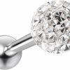 Evonix Evonix 14G Aurora Borealis Sparkling Tongue Ring Glittery Sparkly Crystal For Women Gem Piercing Rings Ball | Body Piercing Barbells