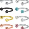 Ruifan Ruifan 8Pcs 20G Crystal Ferido & Shiny Ball Tiny Nose Septum Horseshoe Earring Eyebrow Lip Helix Tragus Cartilage Piercing Ring 8-10Mm | Body Piercing Barbells