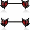 Pierced Owl Pierced Owl 14Ga 316L Stainless Steel Devil Heart Nipple Barbells, Sold As A Pair | Body Piercing Barbells